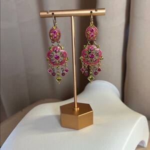 Elegant Nina Ricci Avon Pink and Gold Floral Earrings